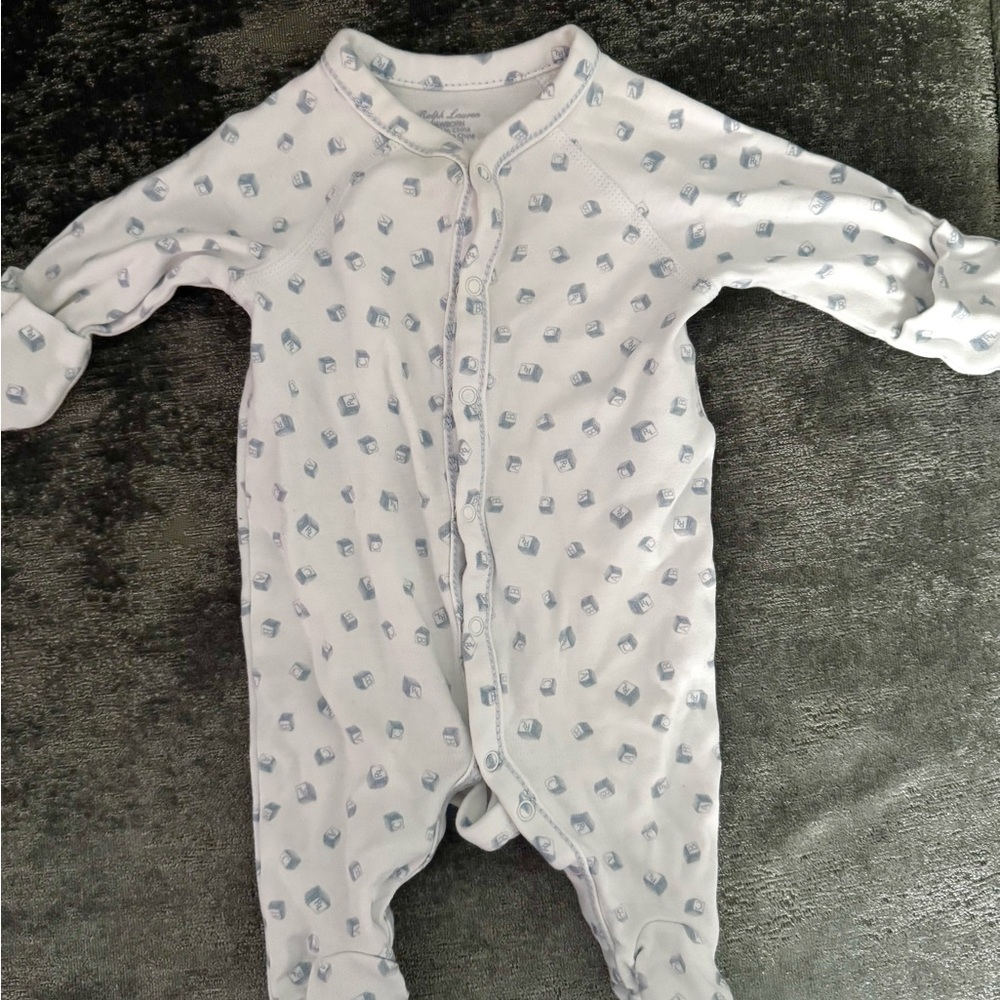 Ralph Lauren White and Blue Footie One Piece